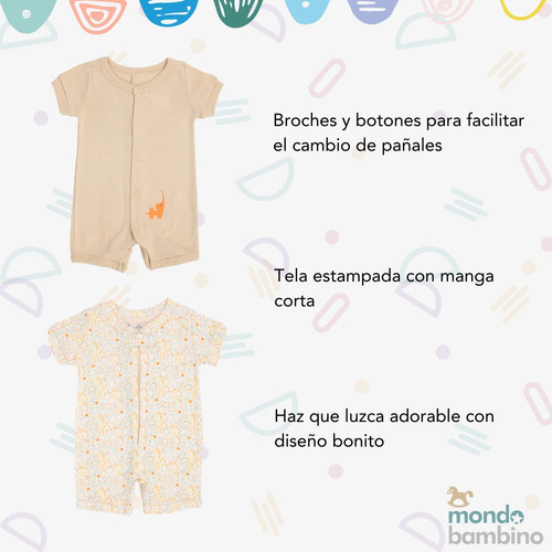 Set De 2 Pañaleros Estampados Beige Para Bebé Mondo Bambino Beige 6 M