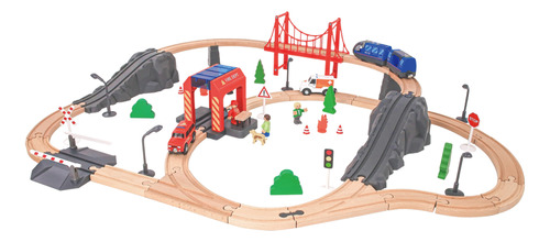 Set Tren De Rescate De Madera Tooky Toy Bomberos 