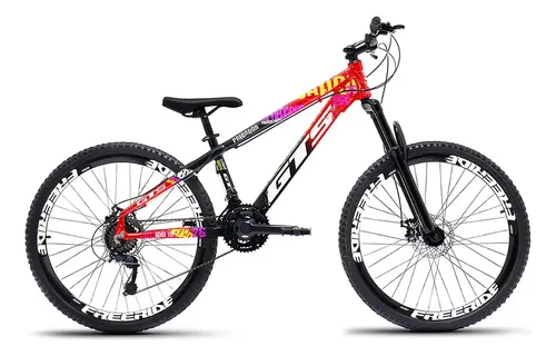 Bicicleta De Grau Gts Predador 21v Aro 26 Disco Mecânico Cor Preto/Vermelho Tamanho do quadro 13 "