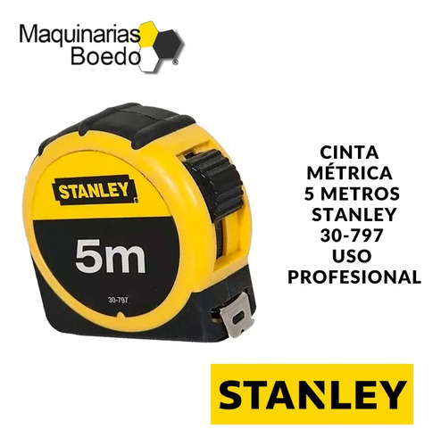 Cinta Métrica 5 Metros Fleje 19mm 30-797 Profesional Stanley