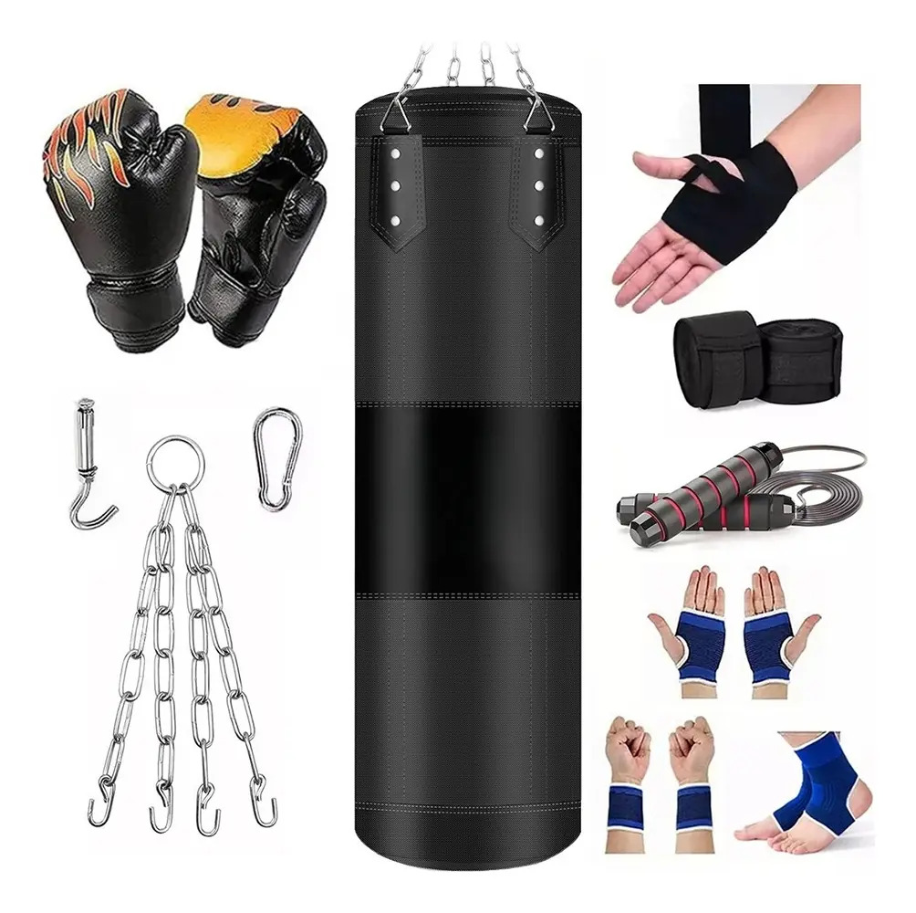 Imagen de Saco de Boxeo Profesional Banna 120cm Negro Kickboxing Adulto C/Accesorios
