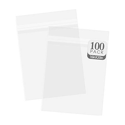 100 Bolsas Transparentes De Cristal De 16 3/8x20 1/8 Lã...