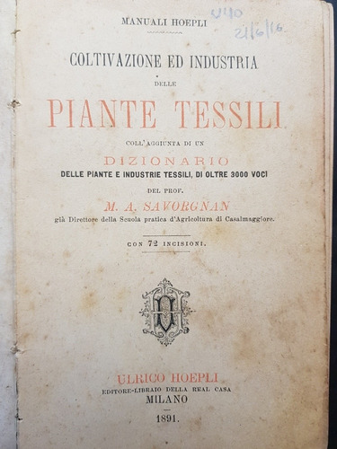 Piante Tessili. M. A. Savorgnan. 50n 766