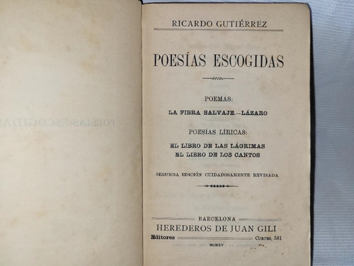 Poesias Escogidas Ricardo Gutierrez Juan Gili 1915