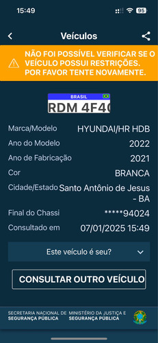 Hyundai HR 2.5 Hd Cab. Curta S/ Carroceria Tci 2p