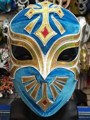 Máscara Semi-profesional Del Luchador Carístico (azul)