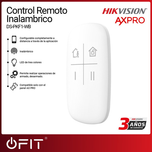 Imagen 2 de 11 de Control Remoto Inalambrico Hikvision Alarmas Axpro 4 Botones