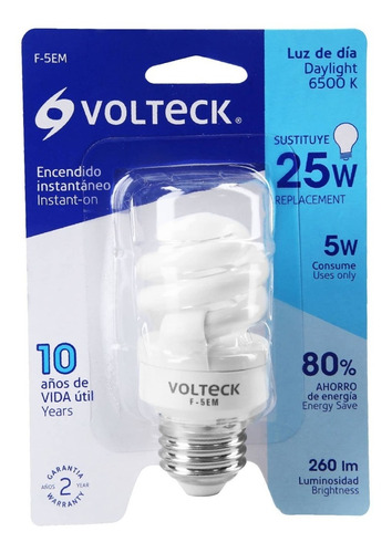 Lám5 W Espiral Mini Luz Día T2 Blister Volteck 48200