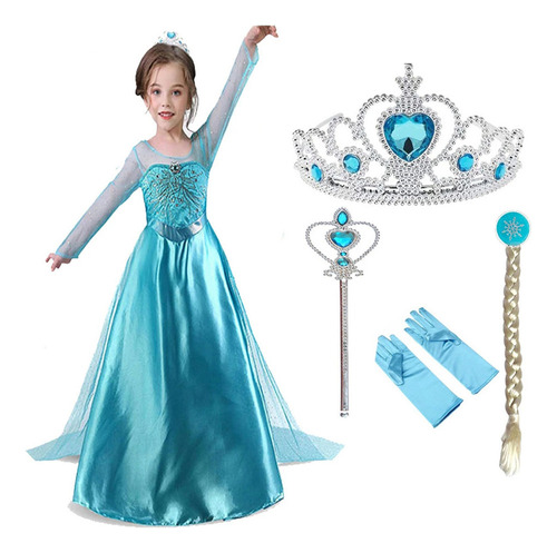 Vestido De Princesa Elsa Para Niñas, Disfraz De Fiesta De Na