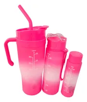 Comprar Set 3 Botellas De Estampado 2d Fucsia Y+regalo Agendita