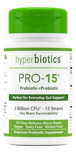 Hyperbiotics Pro 15 Suplemento Probiótico Vegano | Perlas D