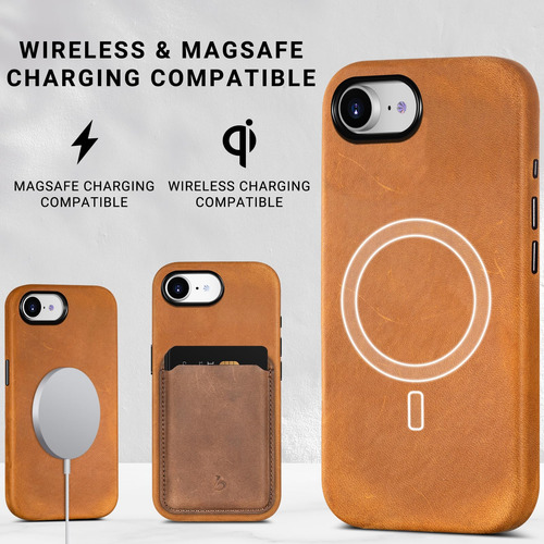 Capa De Couro Belemay Compatível Com iPhone 16e Com Magsafe