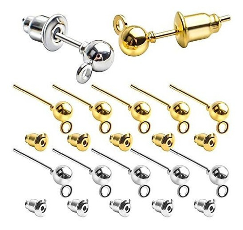 Aylifu Postes Y Respaldos Para Aretes, 100 Piezas Postes Par
