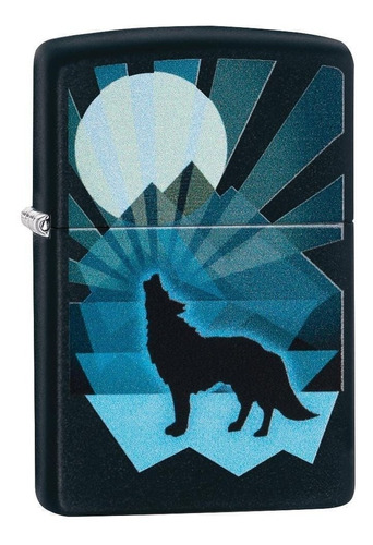 ¡   Encendedor Zippo Stamp Lobo Y Luna 29864 Negro   !!