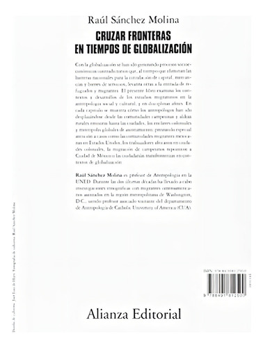 Cruzar Fronteras En Tiempos De Globalizaciãâ³n, De Sánchez Molina, Raúl. Alianza Editorial, Tapa Blanda En Español