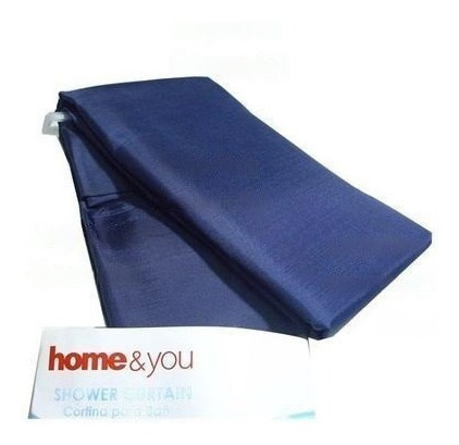 Cortina De Baño Clasica Azul Unicolor De Aro Home&you
