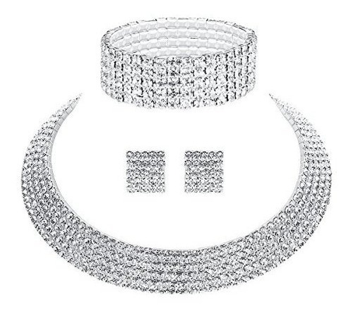 Set Joyería Novia Cristal 5 Hileras