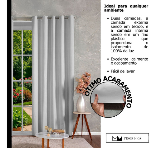 Cortina Blackout 100% Em Tecido + Pvc 3,00m X 2,70m Branco