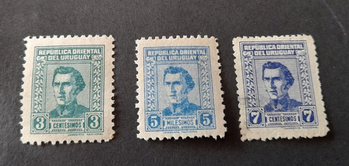 Sello Postal - Uruguay - 3 Sellos De Artigas - 195?