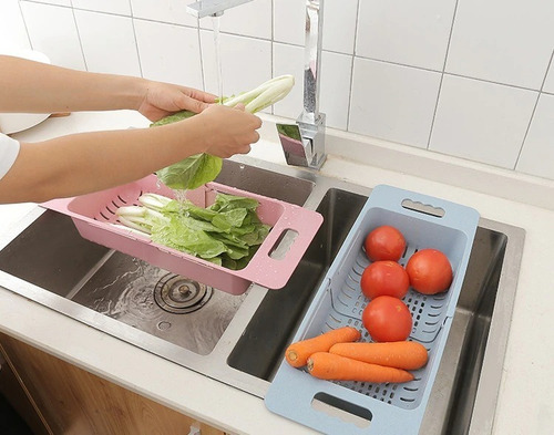 Imagen 2 de 8 de Escurridor Extensible Bacha Cocina Vegetales Plastico