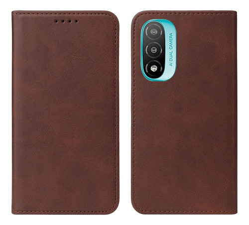 Funda Para Motorola Moto E30 Flip Cover Marrón Antishock