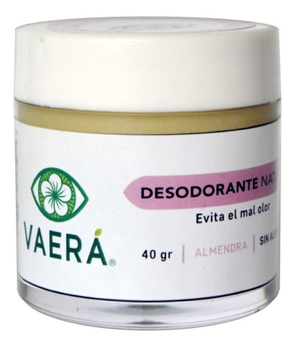 Desodorante Natural 40 G, Sin Aluminio, Transpiracion Normal Fragancia Almendra