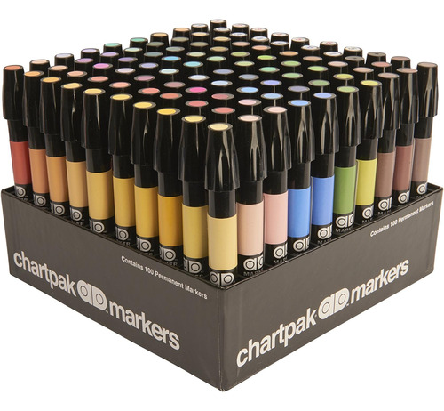 Ad Marker The Original Chartpak, Tri-nib, 100 Colores Ranura