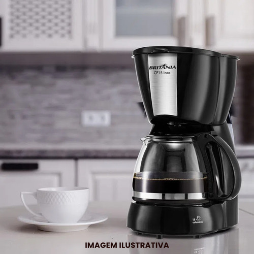 Copo Jarra P/ Cafeteira Britânia Cp15 Cp 15 Inox Café Preto