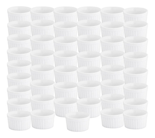 Kit Com 48 Ramekin Porcelana Cor Branco Canelado Hotel Molho