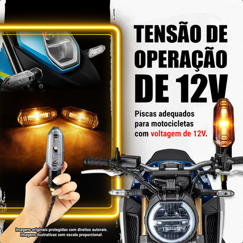 Kit 4 Piscas Seta Cristal 12v Para Guidão Com Rosca