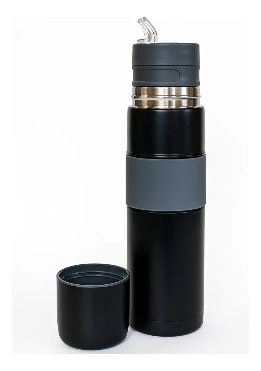 Mate Autocebante Listo Para Usar Auto Acero Inoxidable Negro Mate Autocebante