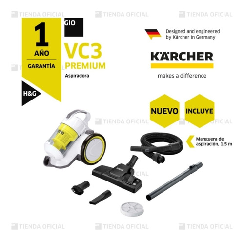 Imagen 2 de 10 de Aspiradora Karcher Multiciclonica Vc 3 Premium Hepa12 Polvo