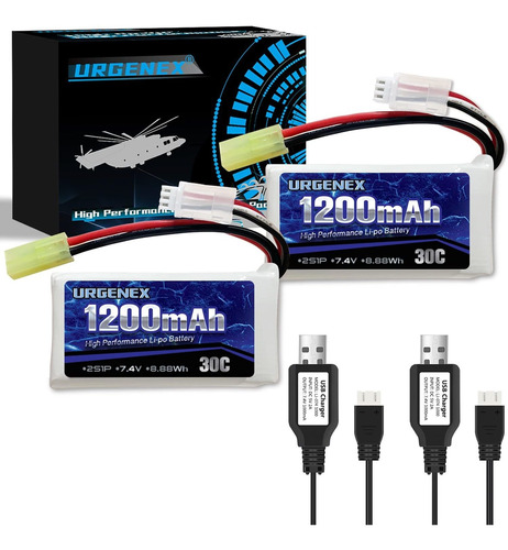 2 Baterias Lipo 7.4v 1200mah 30c 2s Urgenex