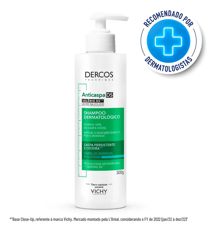 Shampoo Anticaspa Cabelos Normais a Oleosos, Dercos DS Vichy, 300g