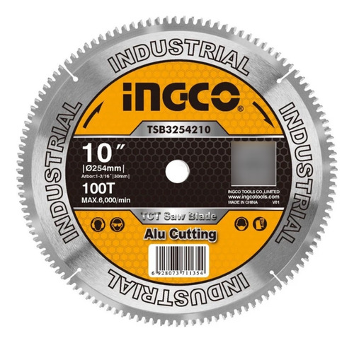 Disco Circular P/aluminio 10'' X 100 Dts Ingco Tsb3254210