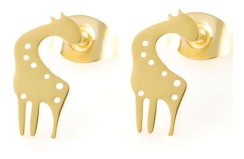 Aretes Broquel Con Diseño De Jirafa Acero Inoxidable