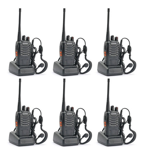 Kit 6 Handy Baofeng Radio Walkie Talkie Bf888s 16ch Uhf + Auricular Manos Libres