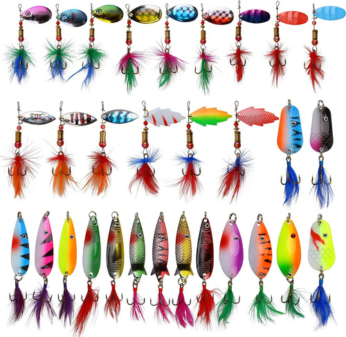 Rooster Bait Tail Spinner Kit De Señuelos De Pesca, 30...