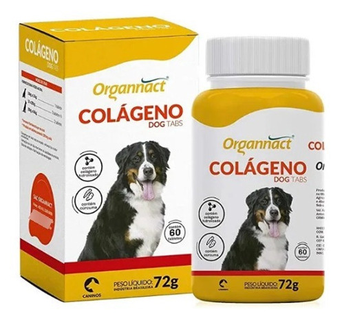 Colágeno Dog Tabs 72g 60 Tabletes Suplemento Cães- Organnact