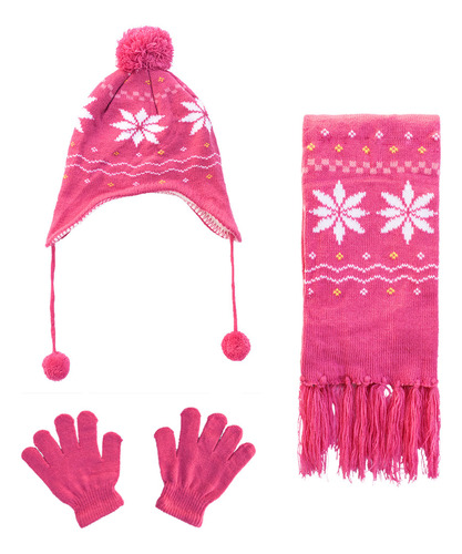 Set Invierno Gorro + Bufanda + Guantes Bebe Nene Nena 