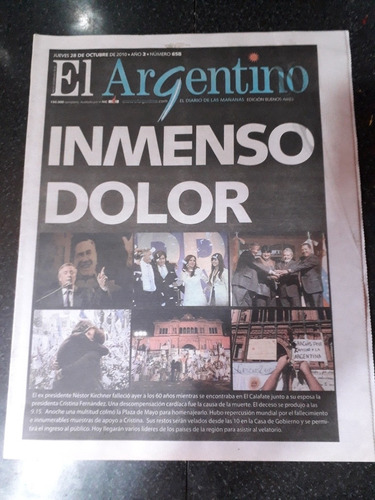 Diario El Argentino 28 10 2010 Muerte De Néstor Kirchner 