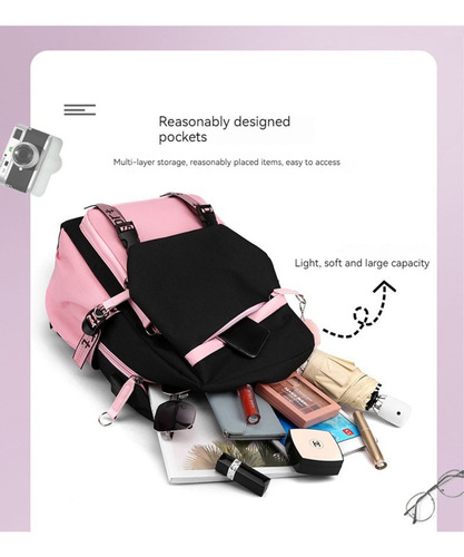 Xb M Mochila Escolar Usb Con Cordones Kuromi + Reloj