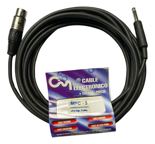 Cable Para Micrófono 2x24 Con Macho Y Hembra, 5 Metros