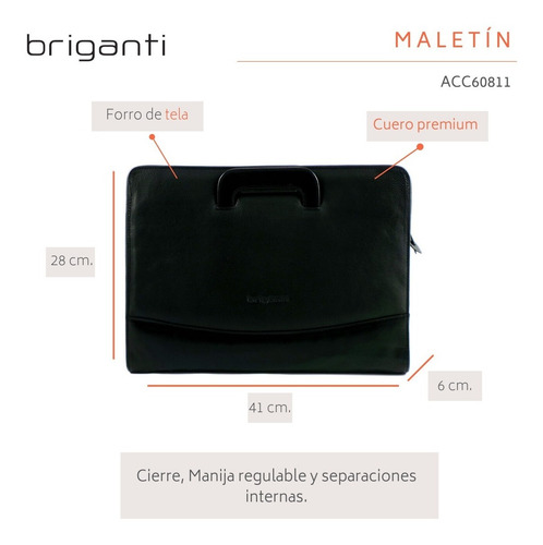 Portafolio Cuero Hombre Briganti Multiuso Moda - Acc60811