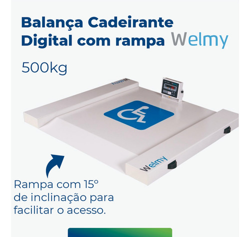 Balança Cadeirante Digital Com Rampa 500kg Welmy