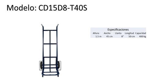 Diablito De Carga Económico  Uso Rudo  1.5 Mts 400 Kg