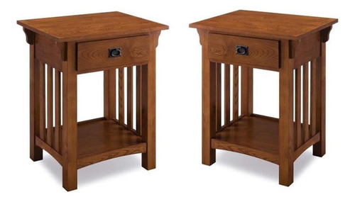Home Square Juego De 2 Mesitas De Noche De Madera Maciza Con