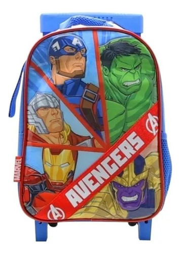 Mochila Con Carro Avengers Super Hero 12¨ Jardin Cresko Color Sp581