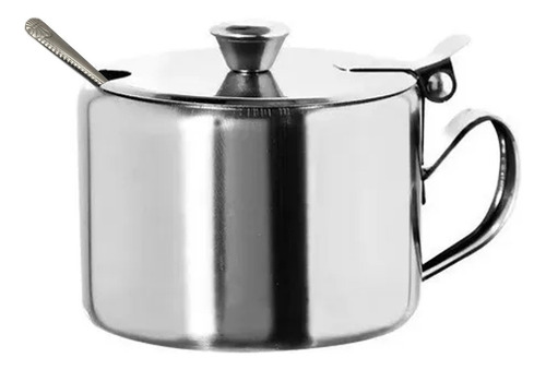 Açucareiro Com Tampa E Colher Inox Fratelli Decor Prata 2 Pçs Cor Cromado