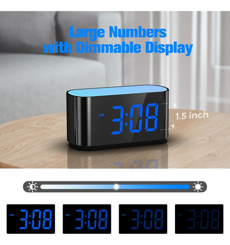 Reloj Despertador Digital Con Pantalla Grande Y Luz Nocturn